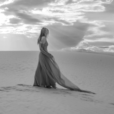 Black and white photography, desert fashion shoot, white sands new mexico