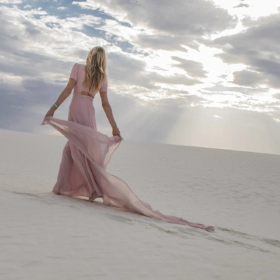 Pink Dress, white sand