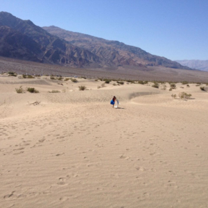 hiking out on Mesquite Dunes